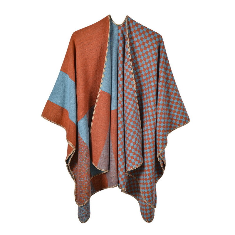 Poncho de alta calidad para mujer, Pashmina de chales de 130x135cm, Bufanda de invierno, Bufanda, silenciador, Cachemira, suave y gruesa, manta de diseñador