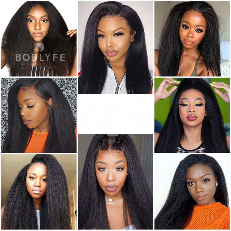 V Part Wig Kinky Straight Human Hair Wigs Quick & Easy Glueless V Part Wig Human Hair Brazilian Remy unice Wigs For Women