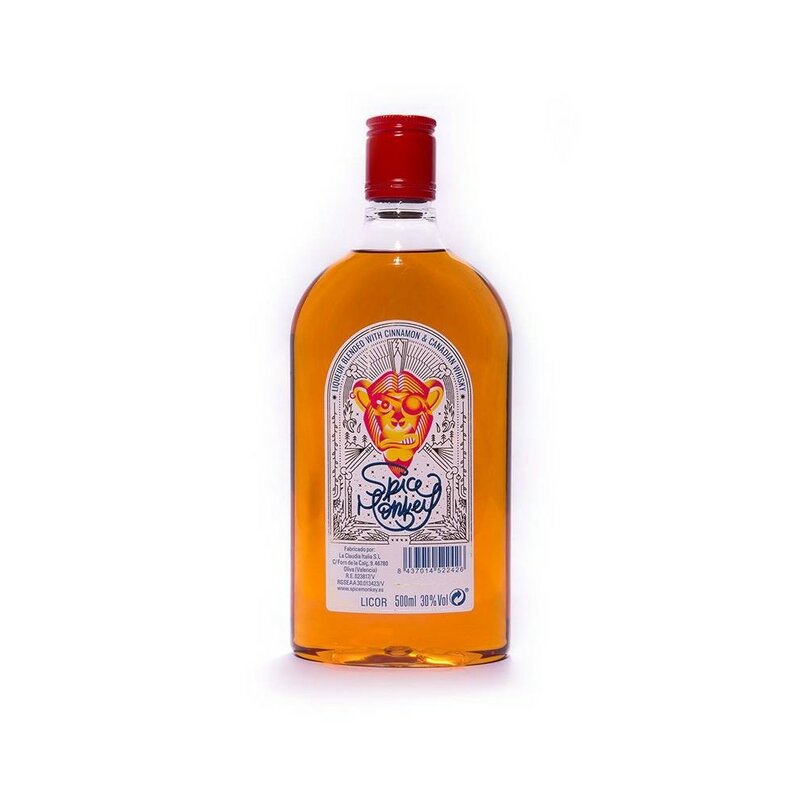 Spice Monkey whisky con cannella e peperoncino, bottiglia di plastica 0,5l