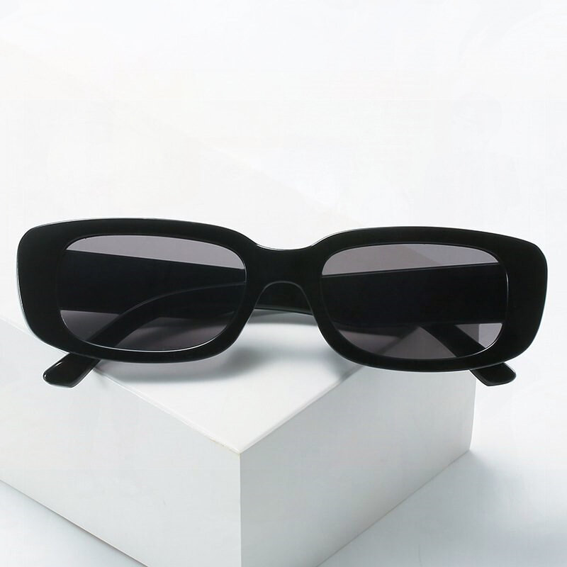 2022 أسود مستطيل النظارات الشمسية Vintage إطار صغير مربع نظارات شمسية النساء الصيف الرجعية ظلال العلامة التجارية مصمم النظارات الإناث
