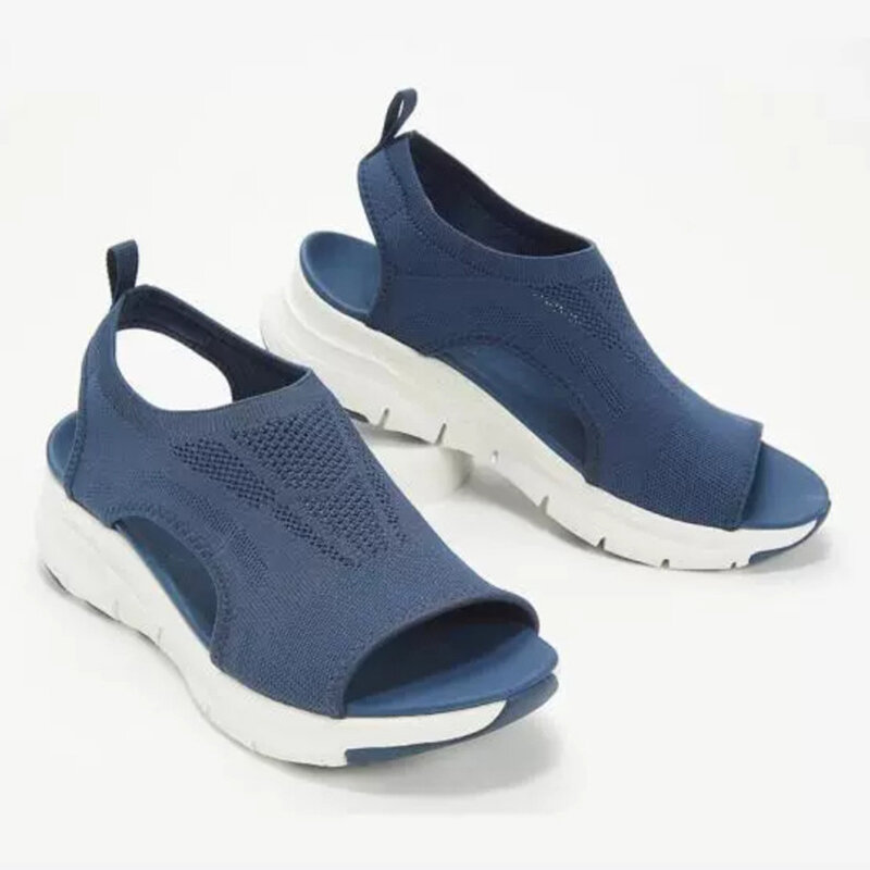 2022 malha de peixe sapatos de verão das mulheres sandálias plataforma dedo do pé fechado sandálias cunha senhoras luz sapatos casuais zapatillas muje