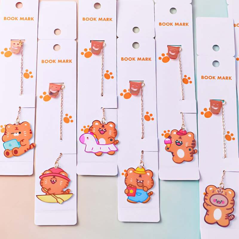 Korea Cute Cartoon Kawaii mały tygrys łańcuch zakładka szkolne materiały papiernicze książka strona klip kreatywny wisiorek metalowe biuro dowiedz się prezent