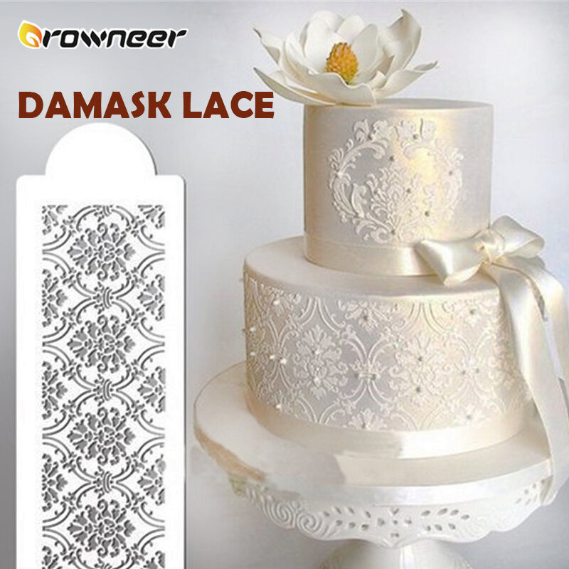 Cake Decorating Tool 2 Style Cake Side Damask Stencil Border Sugarcraft Decoration Mould Plastic Baking Tool Kitchen Accessories