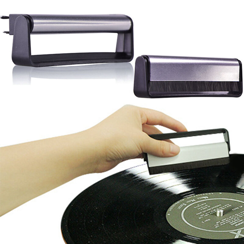 Scrubbing Vinyl Phonograph Soft Pad Cleaning Tool Handle  Brush Cleaner Turntables Anti Static Black Carbon Fiber Audio