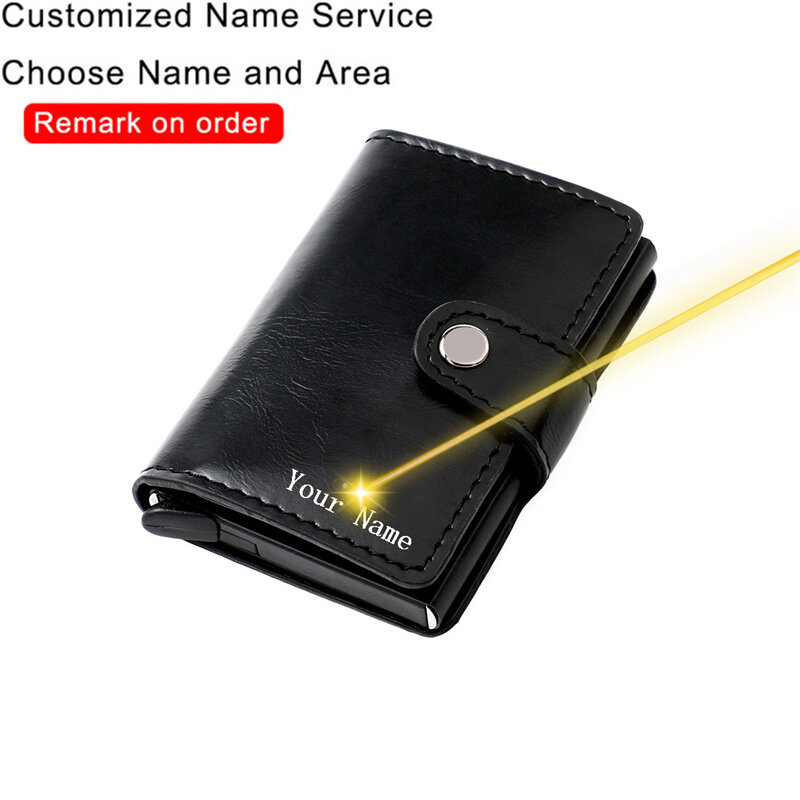 Custom Engraving Wallet Bank Card Holder Rfid Blocking Card Holder Wallet Men Magic Trifold Leather Slim Wallet Money Bag Purse