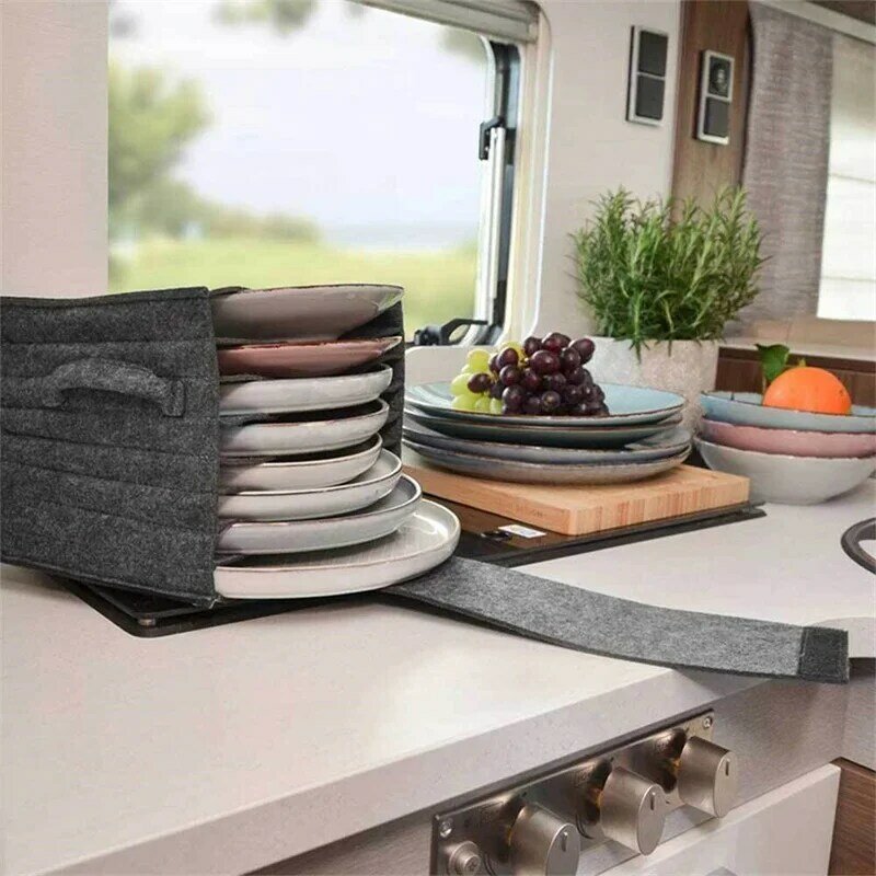 Portátil feltro placa armazenamento titular saco, em camadas caixa, talheres, jantar, casa, cozinha suprimentos, cor sólida, armário