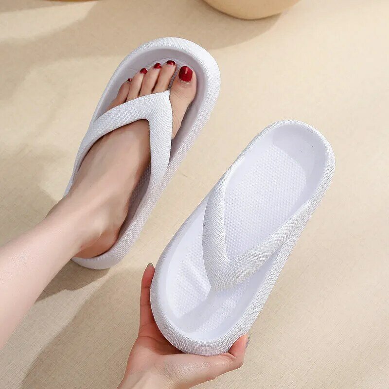 Sepatu Flip-flop pasangan wanita, Kasut datar EVA kasual luar musim panas nyaman Anti slip bawah tebal untuk pasangan