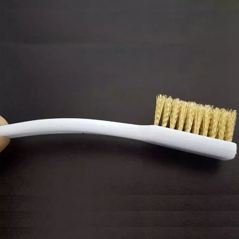 1 pz 3 file manico in legno spazzola metallica spazzola placcata in rame per dispositivi industriali superficie/lucidatura interna spazzola per la pulizia della molatura