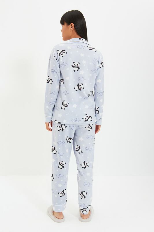 Trendyol panda estampado pijamas de malha conjunto thmaw22pt0359