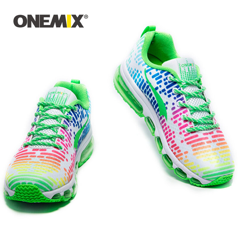Onemix Sepatu Lari Desain Asli Sneakers Bantalan Wanita Sepatu Jalan Nyaman Antilembap Warna-warni Cerah