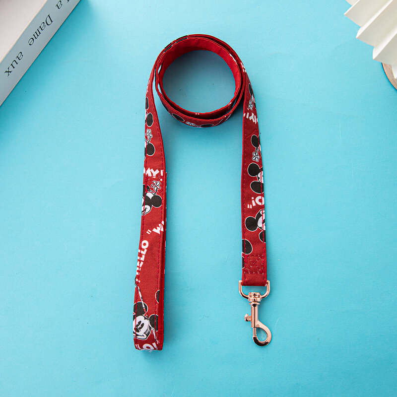 Disney Fashion Dog Chest Harness Leash Set Mickey Mouse Print Dog Accessories Small and Medium Dog Leash Outdoor Detachable