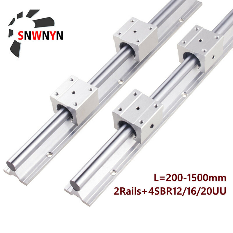 SBR12/16/20mm Linear Guide Rail 2PCS SBR16/12/20 Length200 300 500 1500mm Linear Rail With SBR12UU Bearing Block For CNC 3D Part