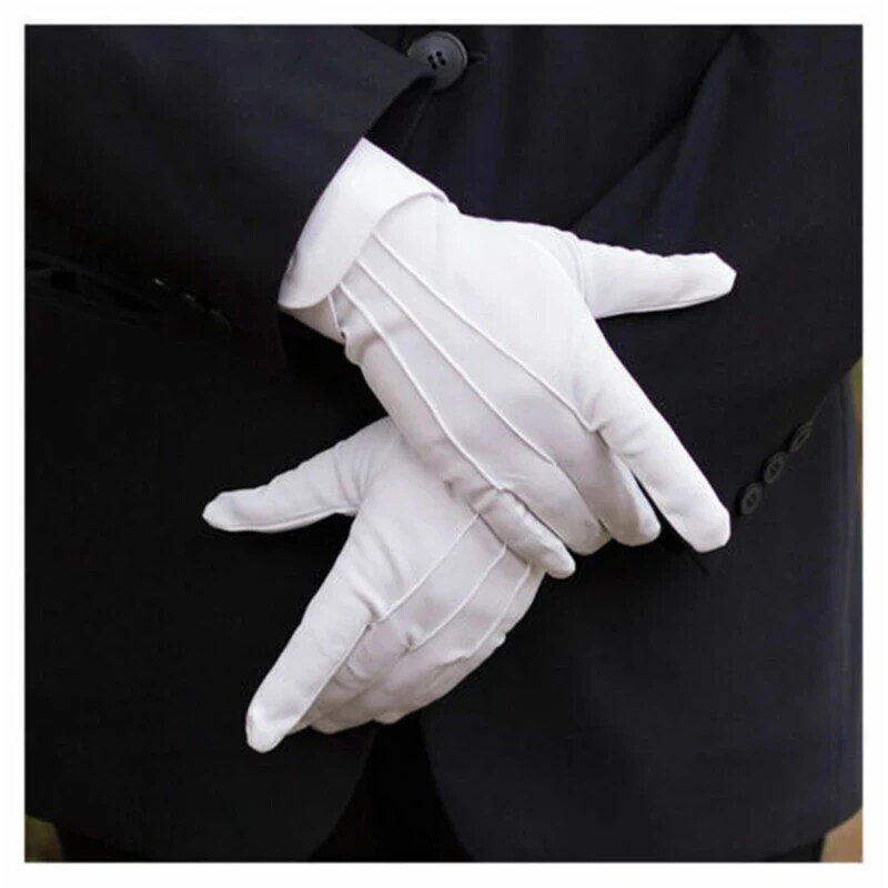 Белые хлопковые рабочие перчатки для осмотра для женщин и мужчин, бытовые перчатки, ювелирные изделия для монет, легкие перчатки для сервир...