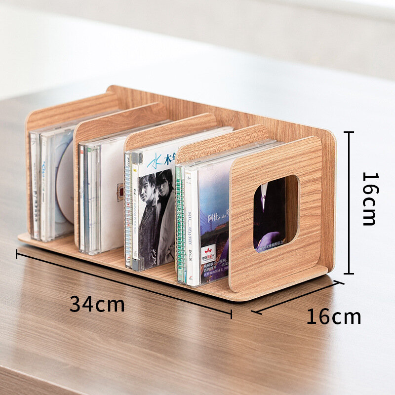 Natural Wooden Color Cabinet CD Album House Office Storage Box Creative Display DVD Rack Photo Film Locker Record Book Frame