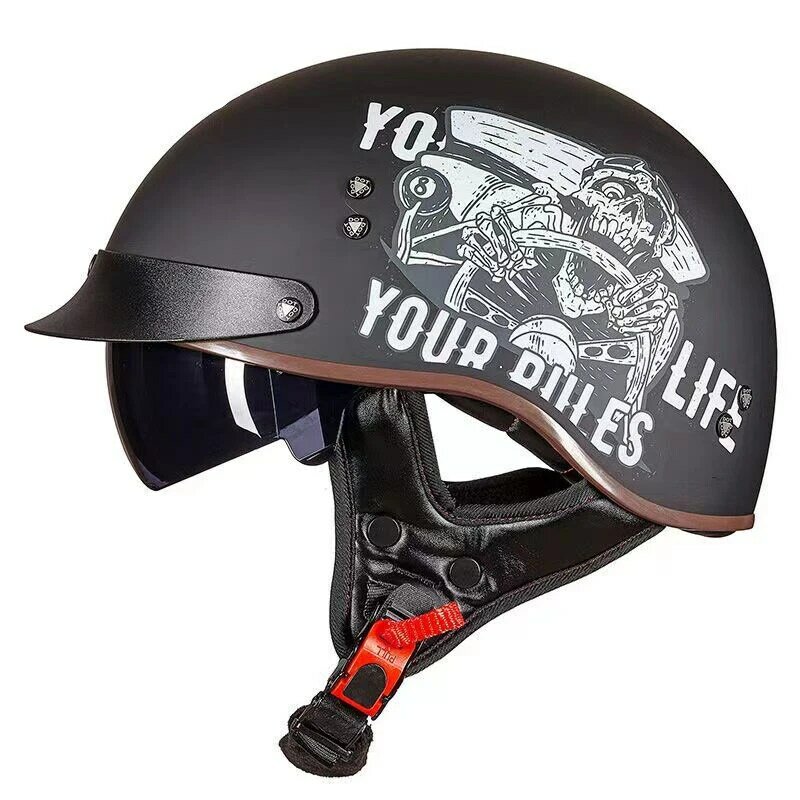 Casco da moto Vintage moto da uomo quattro stagioni protezione solare traspirante casco portatile a mezza copertura di sicurezza