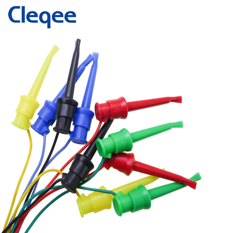 Cleqee P1520 5 sztuk podwójne SMD IC zaczepy testowe z uchwytami przewód pomiarowy kabel silikonowy 20AWG wielofunkcyjny multimetr elektryczny przewód testowy 50CM