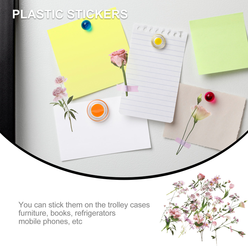 80 Sheets of Floral Stickers PET Flower Stickers Making Plastic Stickers