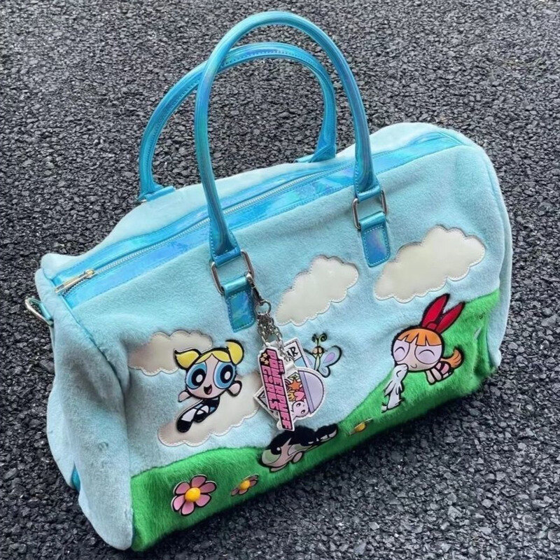 Y2k Bag For Women Academy Youth Style Versatile Large Capacity Sweet Women Handbag Cute Cartoon Style Luggage Bag Fun Travel Bag