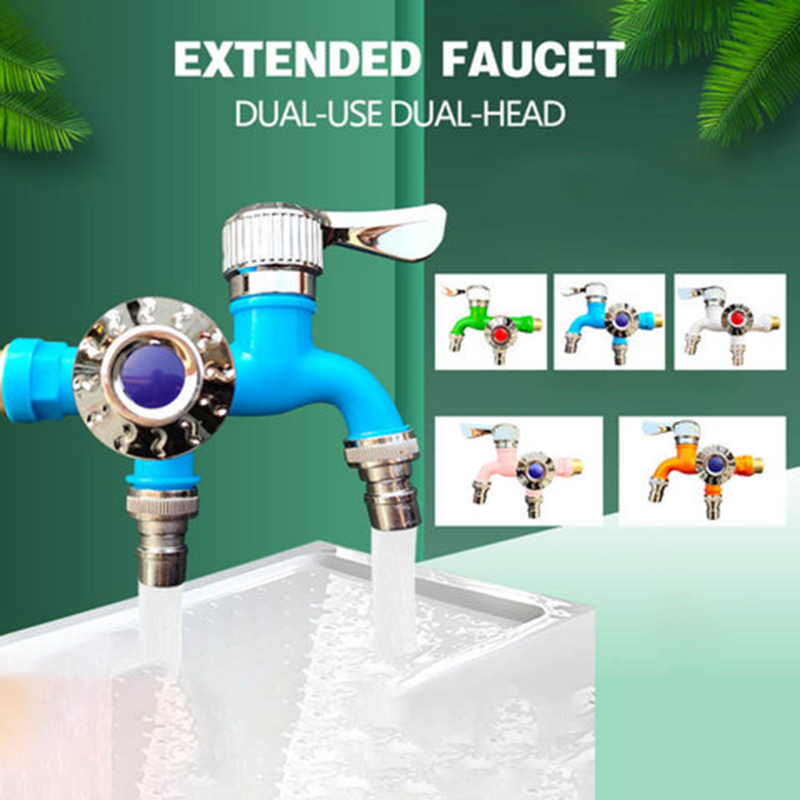 Outdoor Antifreeze Dual Control Faucet Double Outlet 3Ways Faucet 3/4" Universal Interface Dual Control Faucet Bathroom Supplies