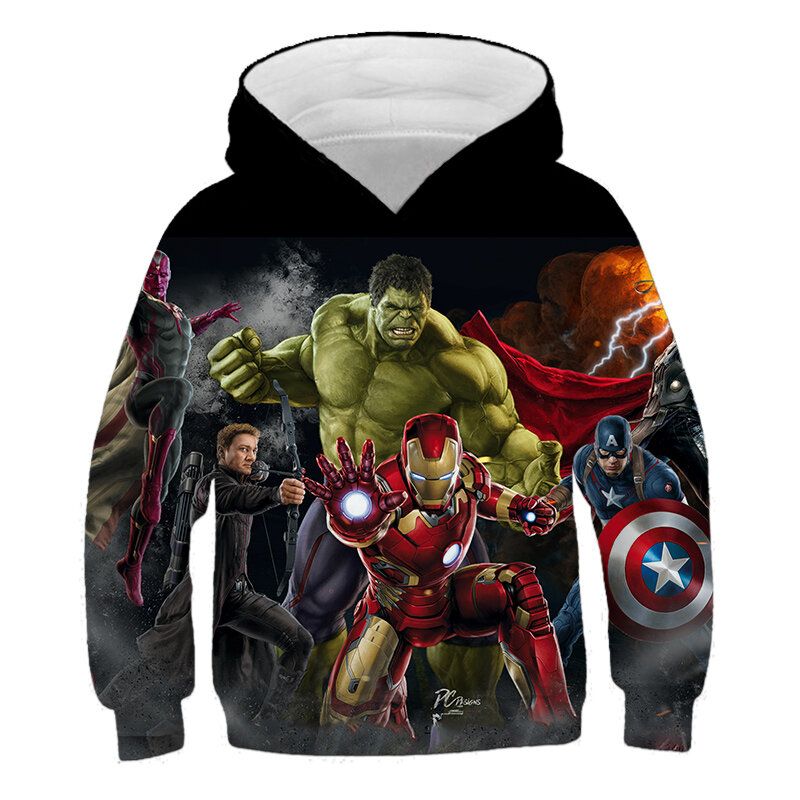 Sudadera con capucha de superhéroe de la serie Marvel para niños, sudaderas con capucha de Spiderman y Hulk de 3-14 años, sudadera para niños y niñas