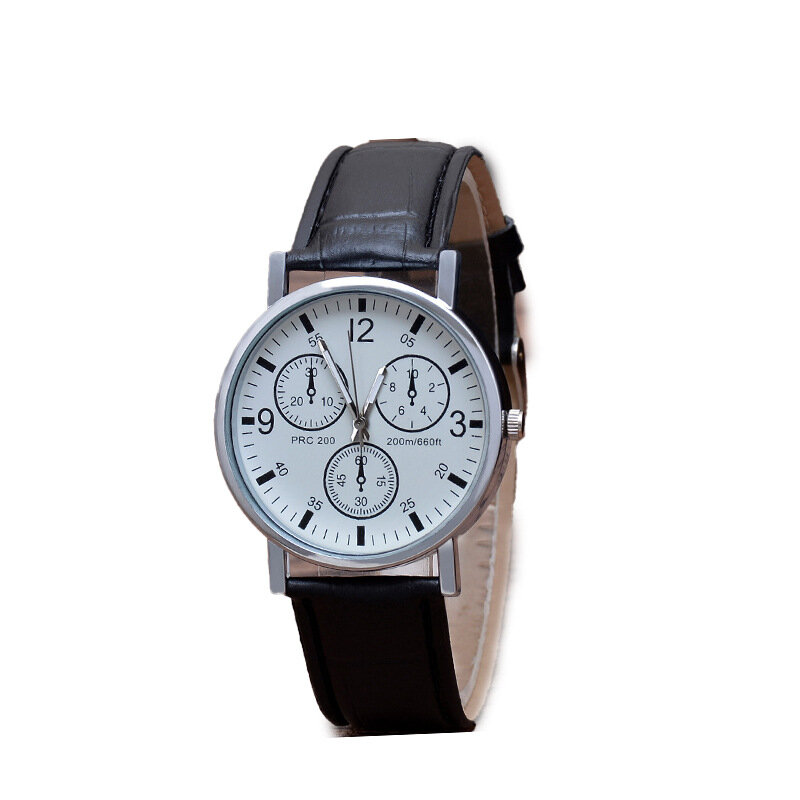 Relógio de moda para homem casual pulseira de couro branco preto grande dial relógios de quartzo três-olhos de negócios relógio masculino relogio masculino
