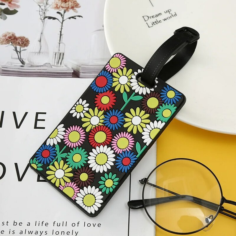 1PCS Geometric Soft Silicone Luggage Tags Suitcase ID Addres Name Holder Baggage Tag Label Travel Accessories Luggage Tags