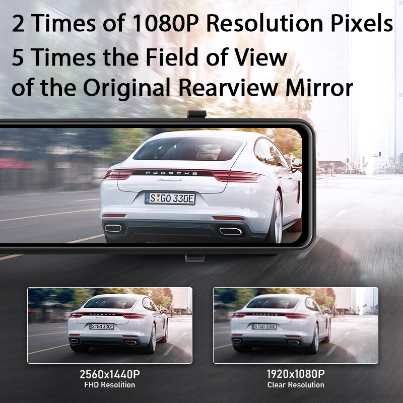 Jansite 11 Inches 2K Auto Dvr Touch Screen Streamen Media Dual Lens Video Recorder Achteruitkijkspiegel Dash Cam Front en Achter Camera