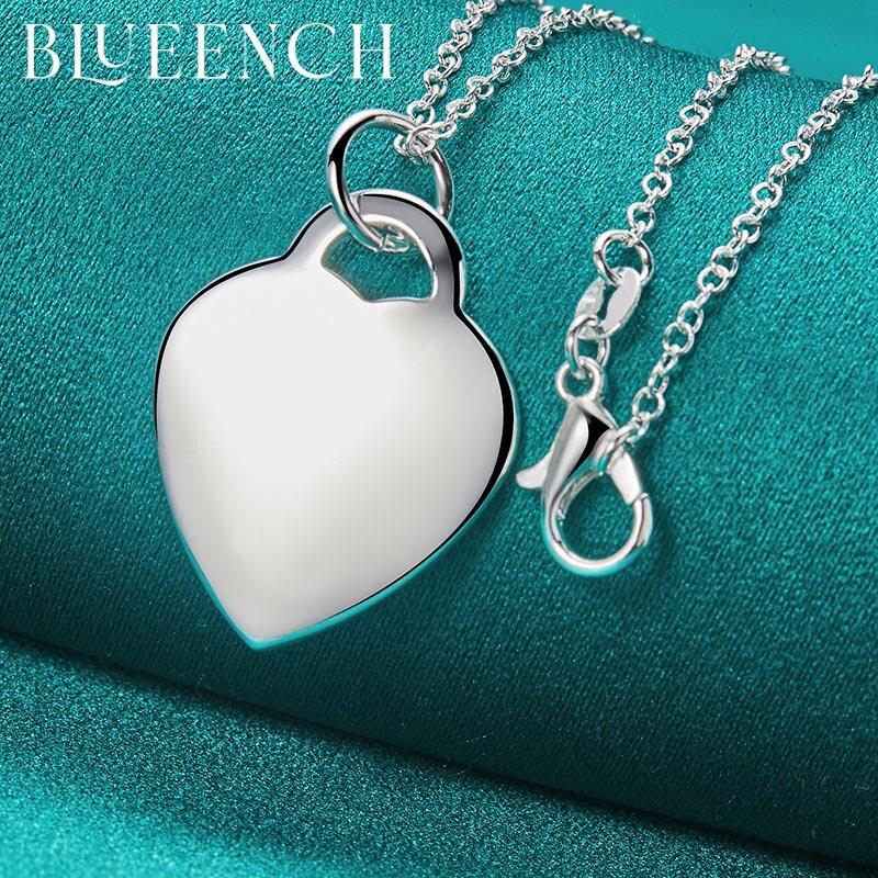 Blueench 925 prata esterlina coração pêssego pingente 16-30 polegada corrente colar para festa feminina simples jóias