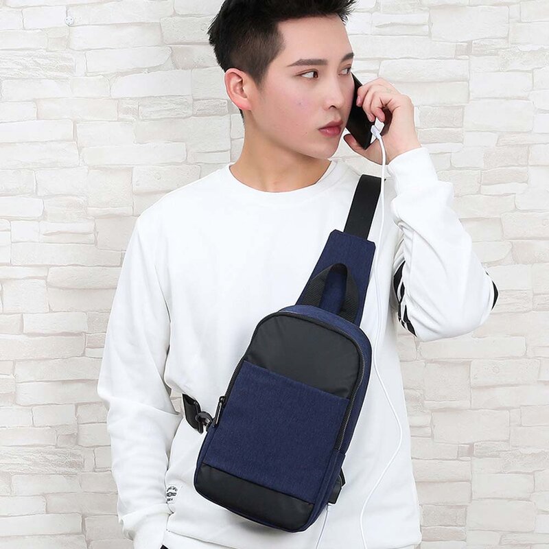 New Oxford Chest Bag for Men Shoulder Multifunction Anti-Theft Waterproof Crossbody Bags Casual Travel USB Charging Chest Pack