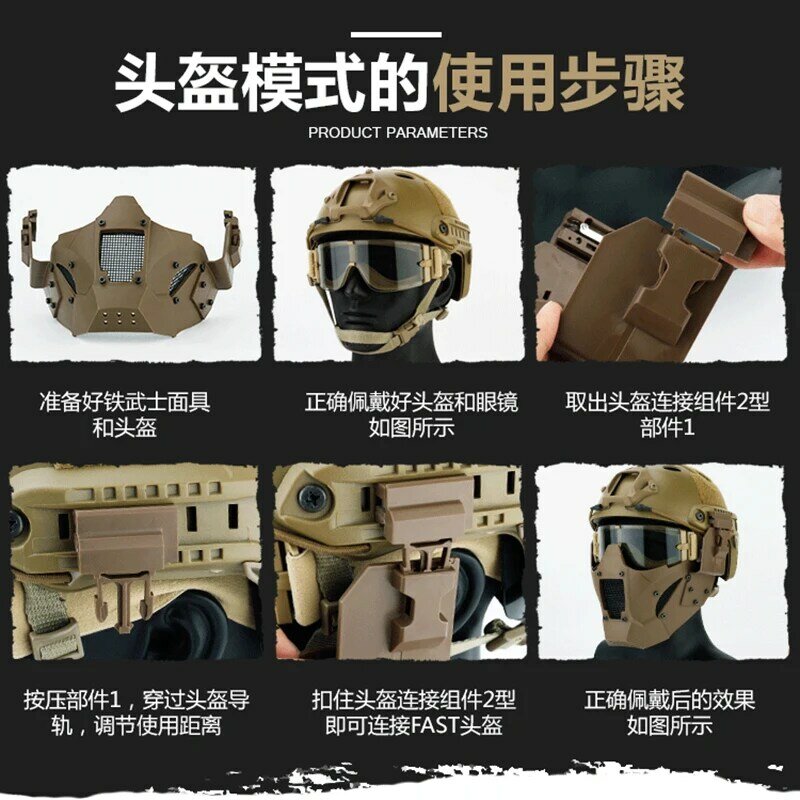 Tactical Helmet Explosion Proof Mask Goggles
