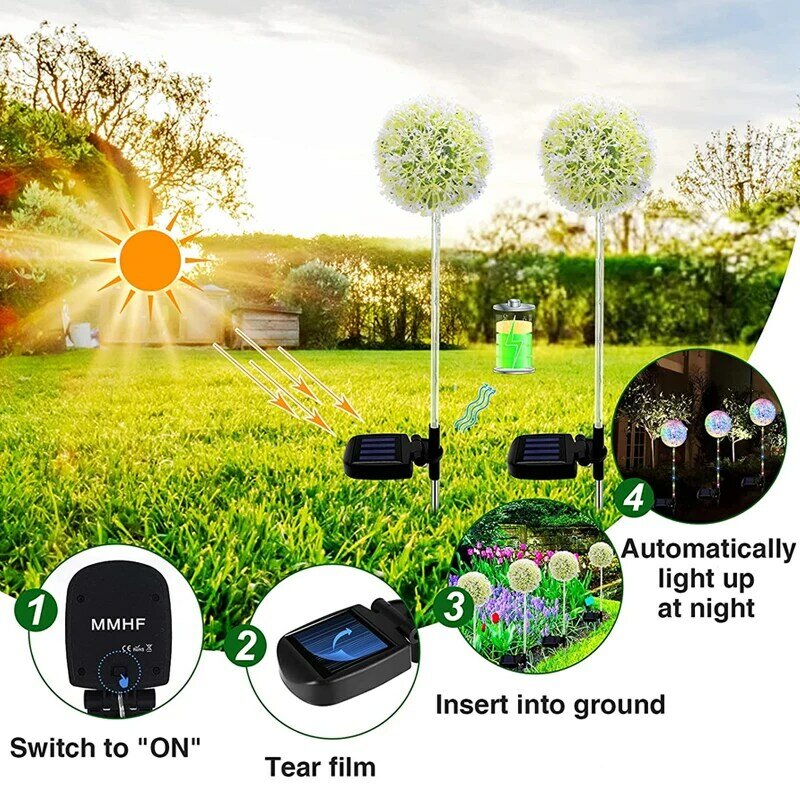 1/2pc 태양 LED 조명 야외 방수 녹색 양파 램프 정원 공원 장식 잔디 조명 웨딩 크리스마스 장식