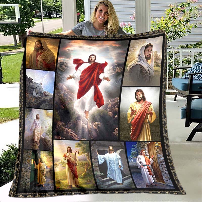 Jesus聖母マリアソフトスローブランケット寝具フランネルリビングルーム/ベッドルーム暖かい毛布