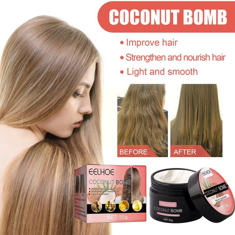 Bomba kokosowa do odżywiania włosów maska odżywianie zaparzanie naprawy włosów odżywiają olejek eteryczny do włosów dla suche włosy Dropship pielęgnacja włosów