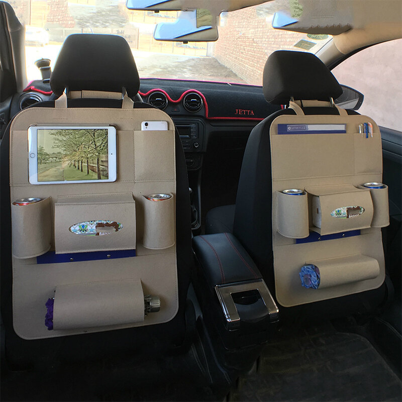 6 colori Multi-Pocket Car Seat Back Organizer Storage Bag Pad Cup Storage Drink Holder feltro protezione in tessuto per bambini bambini Pet