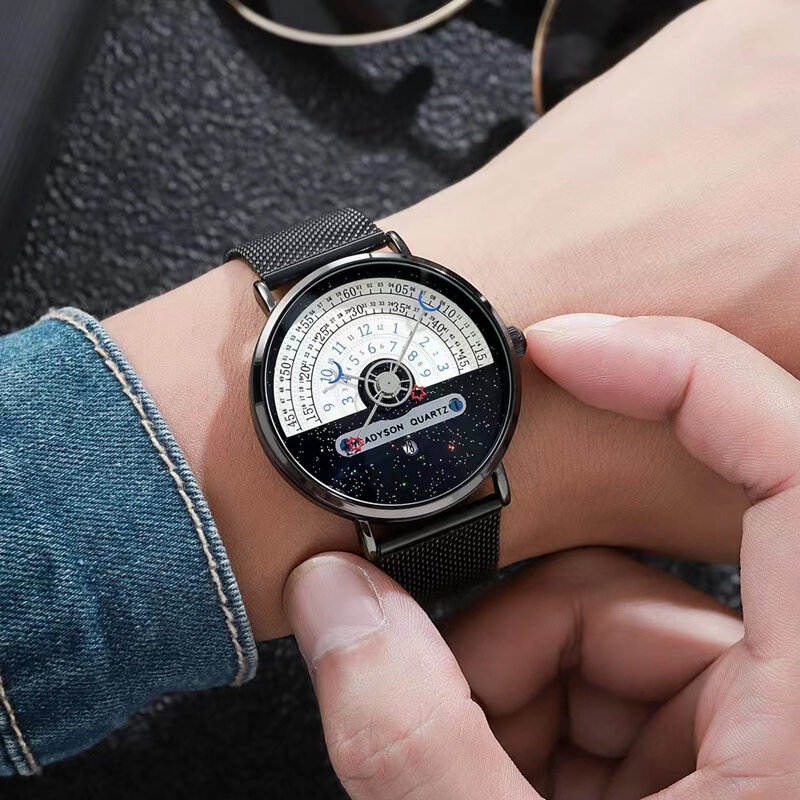 Relógio masculino dom marca à prova dwaterproof água única lua estrela mãos conceito calendário personalidade moda estudante quartzo relógio de pulso M-1288