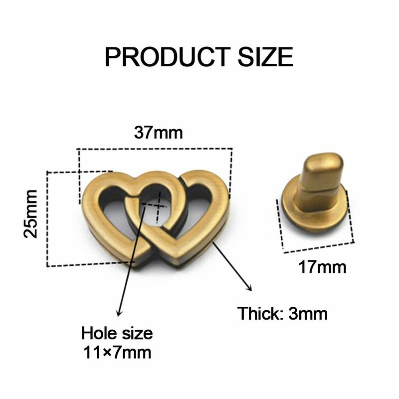 Heart Shape Metal Clasp Turn Lock Twist Lock DIY Handbag Bag Purse Luggage Lock Bag Buckle Hardware Closure Bag Part Accessories