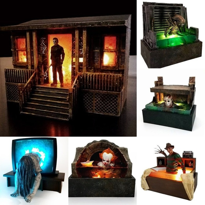 Figura de Horror de Jason Voorhees, decoración de Halloween, Michael Myers, Samara, luz de fantasía, Diorama