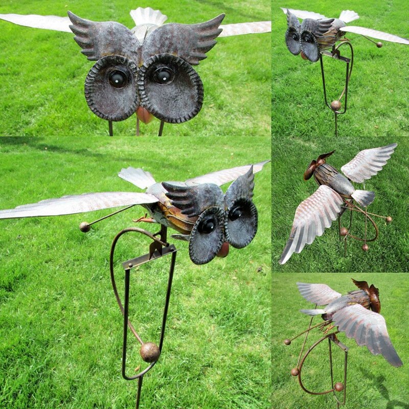 Metal Owl/ Eagle Shaped Decoration, Lifelike Yard Decor with Stake, Garden Figurine for Outside