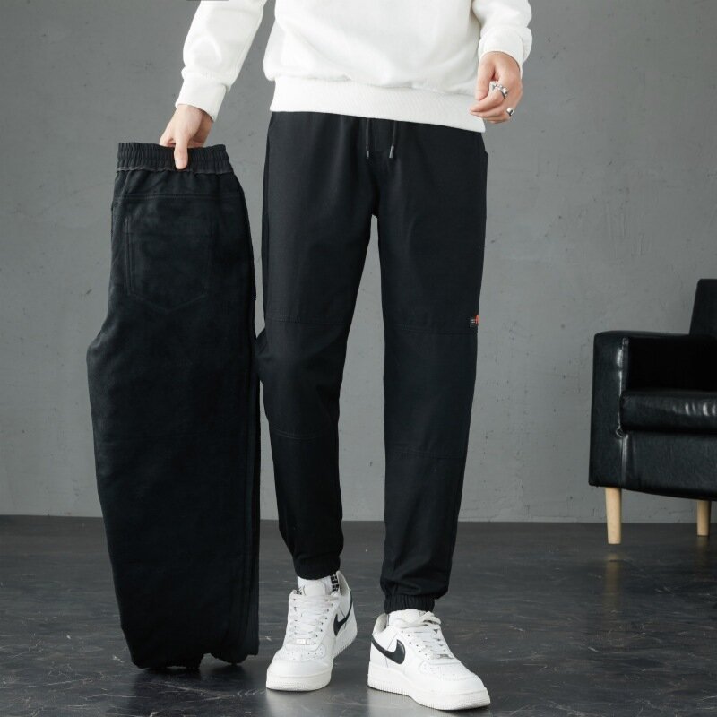 Męskie spodnie Casual 2022 zagęszczone sportowe spodnie polarowe jesienne i zimowe ciepłe spodnie Tether Solid Color męska odzież designerska