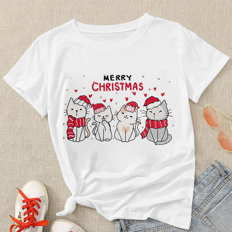 Christmas Graphic T-Shirts Women's Clothing Harajuku Snowman Ice Drinks Comfortable And Soft Womens Fashion Outdoor 2022 Yeskuni