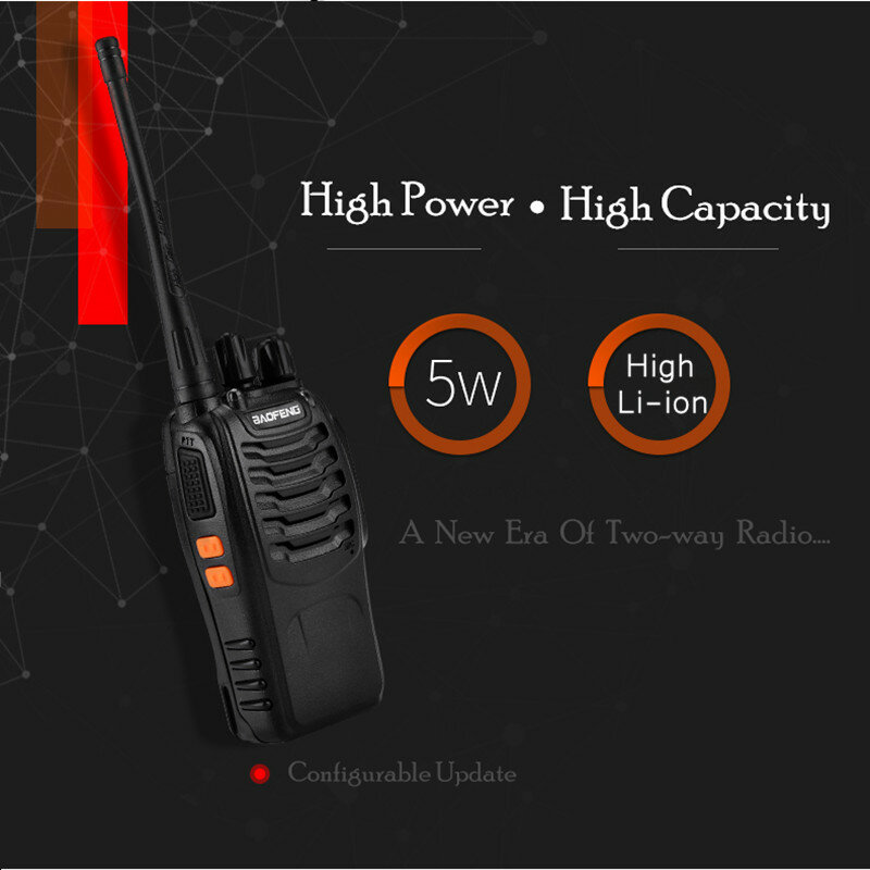 Baofeng-walkie-talkie portátil de 16 canales, radio bidireccional con auricular, transceptor bf 888s, UHF 400-470MHz, 4 unids/lote, BF-888S
