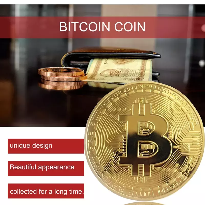 1 pz Souvenir creativo placcato oro moneta Bitcoin fisico oro da collezione BTC Coin Art Collection regalo commemorativo fisico