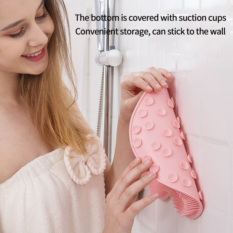 Złuszczająca szczotka do pleców masaż prysznicowy do ściany silikonowa obudowa szczotka do czyszczenia stóp antypoślizgowa gąbka do kąpieli akcesoria łazienkowe