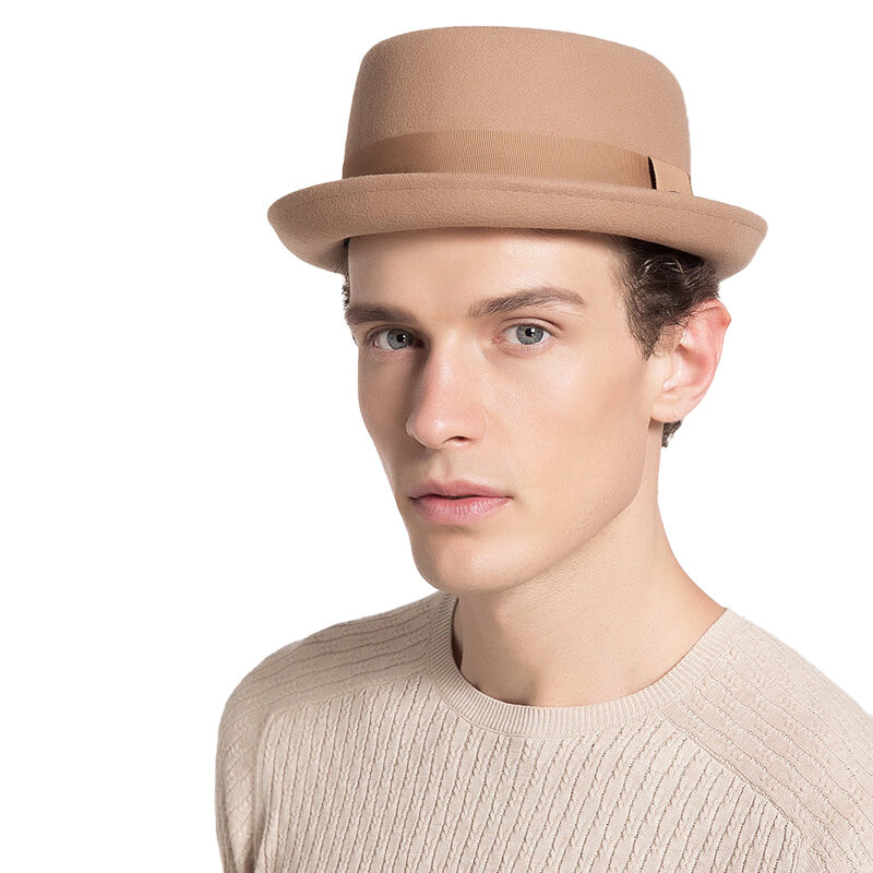 Шляпа фетровая, Мужская/женская, осенне-зимняя, 100%, с закругленными полями, в шапка класса люкс шляпа-цилиндр