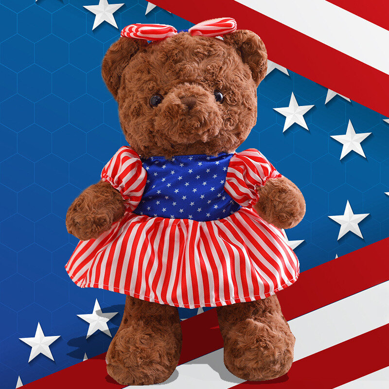 جديد لطيف دمية دب أفخم لعبة العلم الوطني صورة تصميم الدب الصغير الأطفال عيد ميلاد مفاجأة هدية فتاة مختارة اللعب