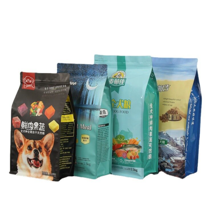 Customized Digital Printing Custom Mylar Stand Up Plastic Pet Cat Dog Storage Flat Bottom Zipper Biodegradable Food Bag