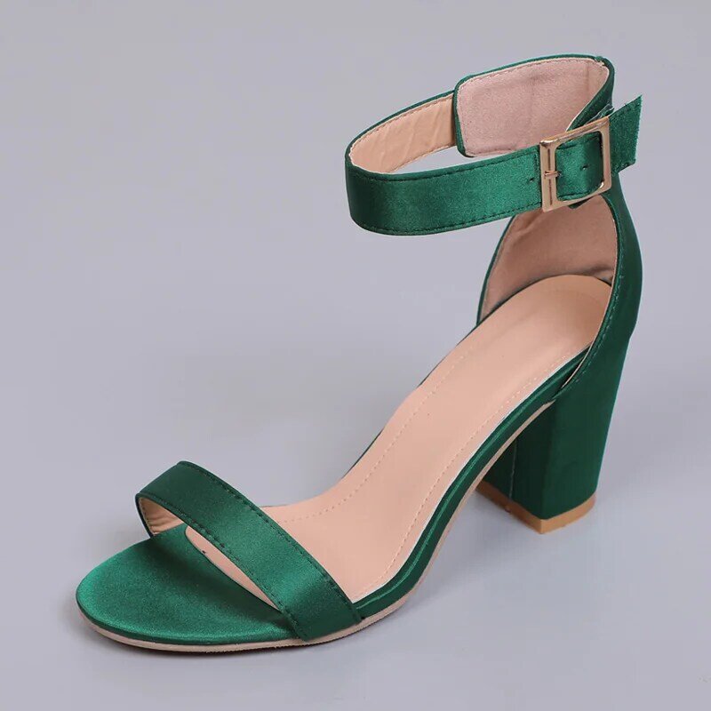 Sandalias de tacón alto de lujo para mujer, zapatos de tacón bajo con hebilla de diseño de calidad, novedad de verano, 2022