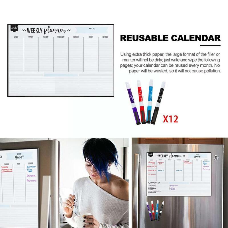 Pianificatore acrilico cancellabile a secco calendario settimanale lavagna cancellabile magnetica calendario a secco frigorifero giornaliero settimanale 16.5 ''x 11.8'' mensile Z0n9
