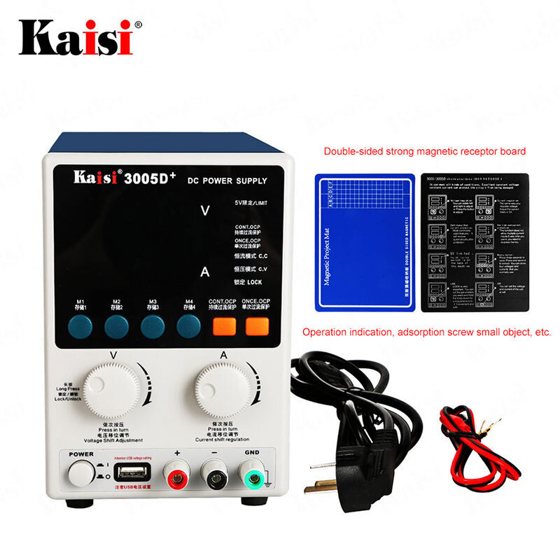 Kaisi 3005D 30V 5A alimentatore cc regolabile digitale alimentatore da laboratorio regolatore di tensione Display a 4 bit per riparazione IPhone