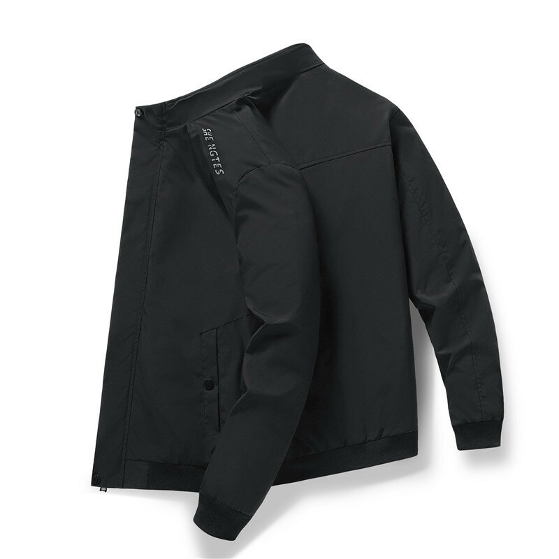 Бомбер мужской на молнии, повседневная приталенная куртка, блестящая одежда, размеры 4XL 5XL, весна
